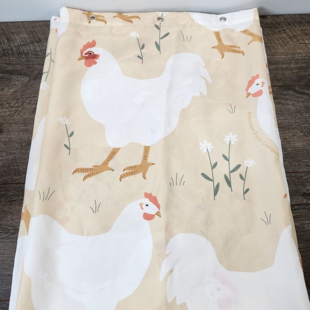 American Farm Company "Spring Chickens" pattern shower curtain  70"x78" Farm